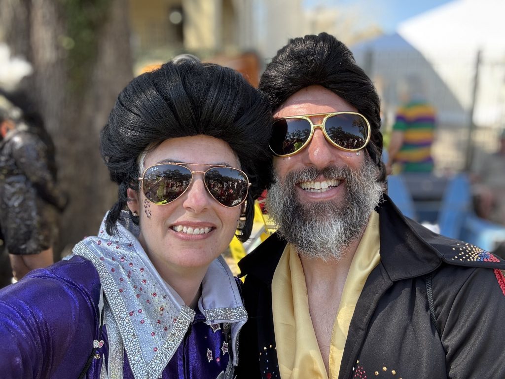 Photo of Dr. Carolyn Golz and her husband, both dressed up as Elvis Presley